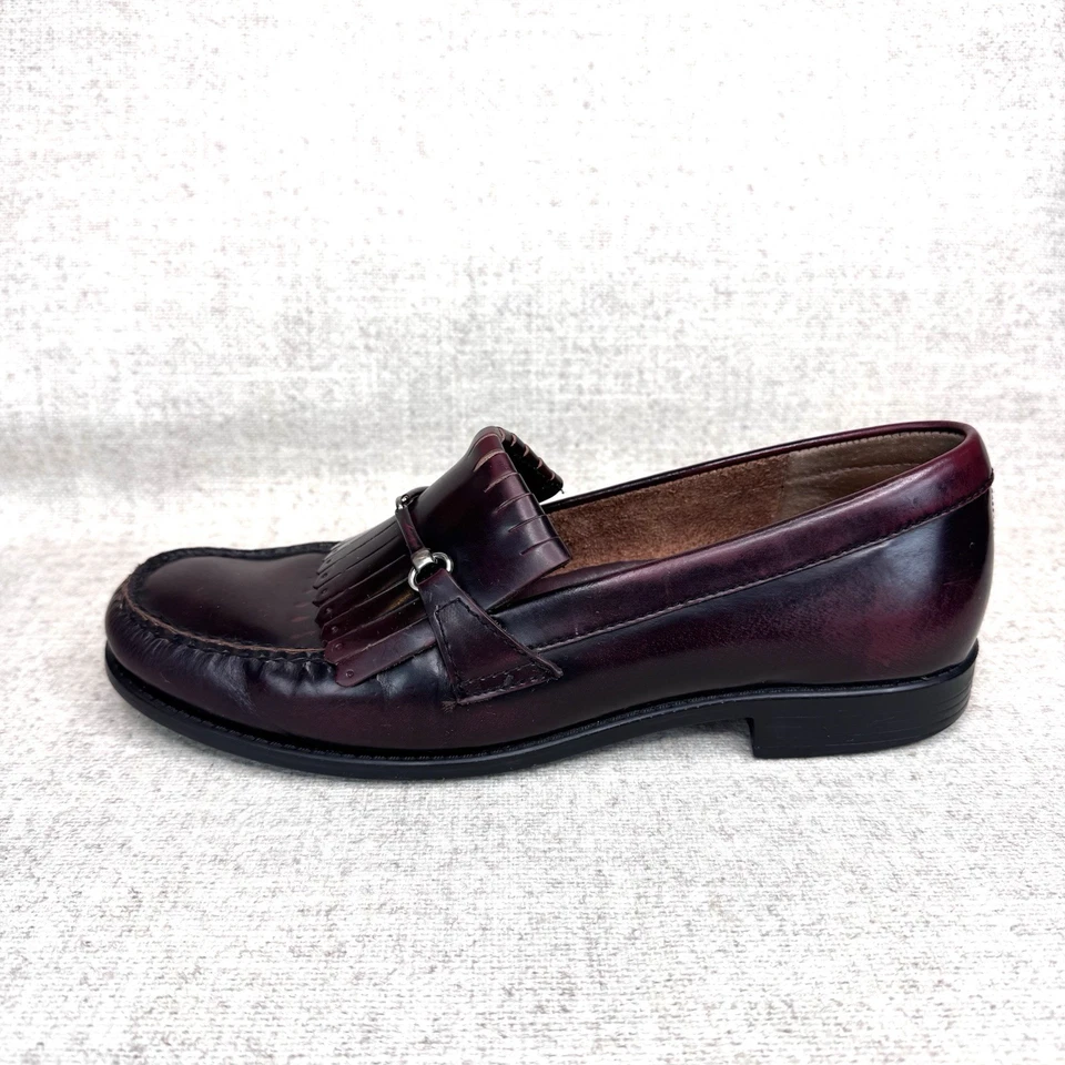 Винтажные женские мокасины Bass Weejuns Conny без застежек с бахромой из красного дерева размер 8,5 M - Изображение 3 из 4