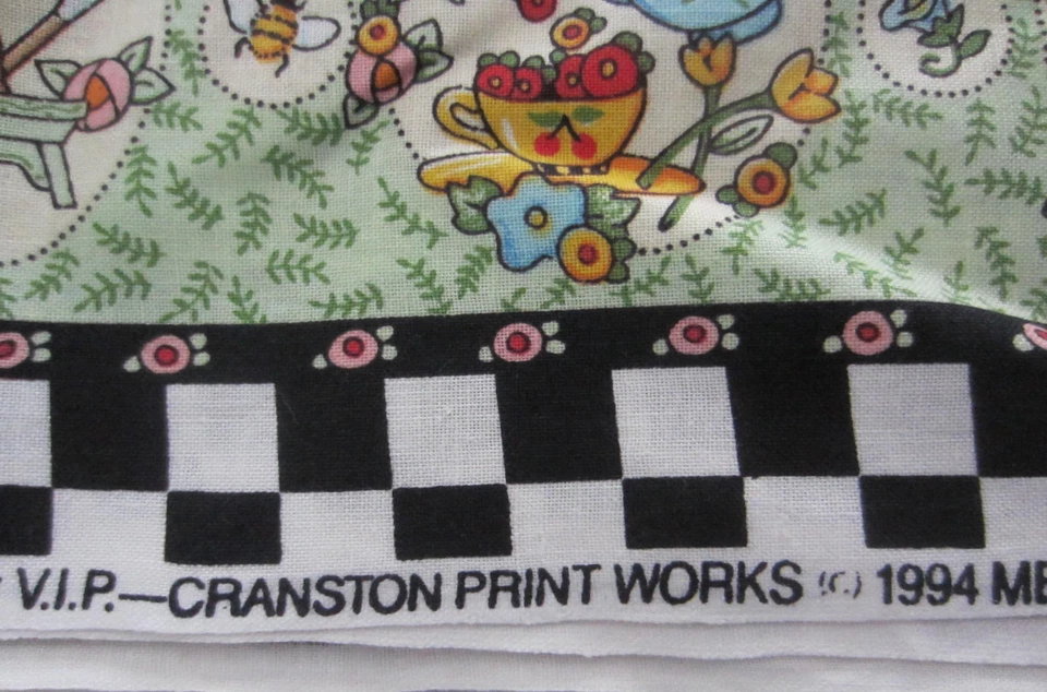 Sombreros Mary Engelbreit vintage de tela de algodón de 8 paneles casa de pájaros teteras 1994 EE. UU. Foto 4 de 4