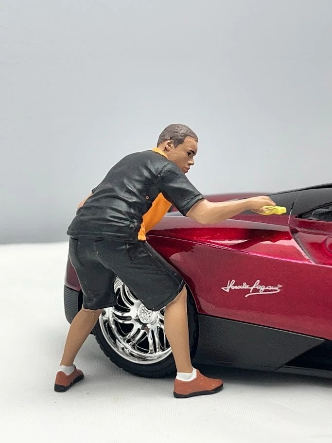 Auto Dettaglio Polacco Cera Uomo Resina Modello Figura Display 1/24 - Immagine 4 di 4