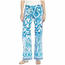 Lilly Pulitzer Bal Harbour Palazzo Pink/Blue Tropics Heat Wave Pants Size Medium