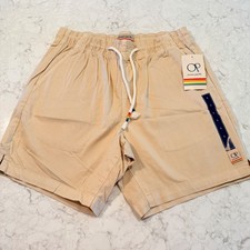 Ocean Pacific Op Men's Tan Khaki Elastic Waist Shorts Size Large NWT Rainbow