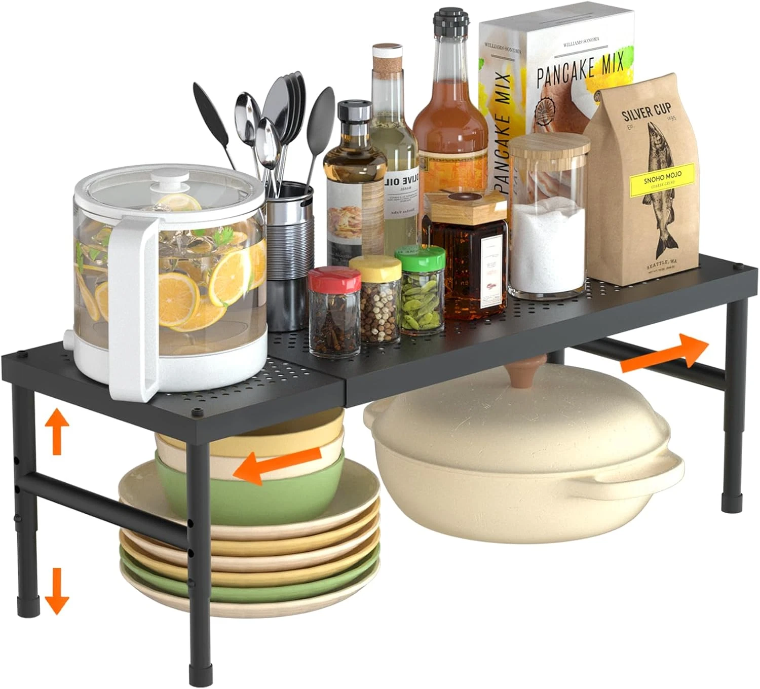 Expandable Adjustable Stackable Kitchen Organizer,Spice Racks,Counter Shelf for