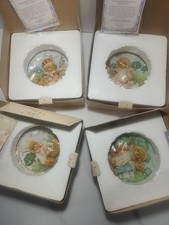 Enesco Cherished Teddies Plate Collection Lot Of 4 O.G. Boxes COA Paperwork VTG