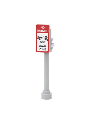 NEW - Tow Away Zone Parking Signpost - Custom Brick City Accessory Building Set