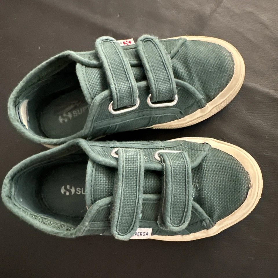 Superga Doble Gancho y Lazo Correa Lona Zapatos Tenis Talla 11 Niños Verde Foto 2 de 4