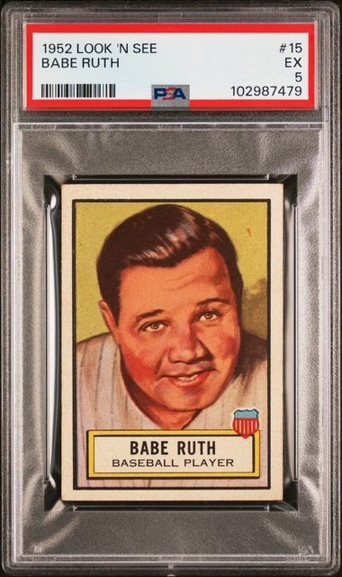 1952 Topps Babe Ruth Topps Look N See #15 New York Yankees PSA Graded 5 CENTERED