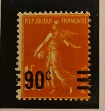 Variété 227j Semeuse Carmée 0.90 sur 1.05 rouge Valeur sur valeur