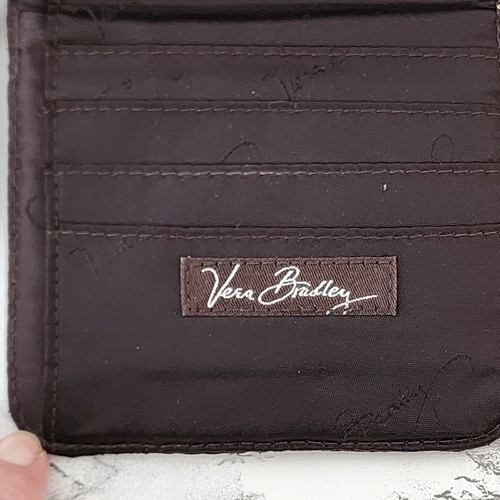 Vera Bradley Compact Wallet Microfiber Espresso Brown Snap Closure 4"x4.5" - Picture 4 of 9