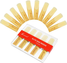 10 Pack Professional Alto Saxophone Reeds with Plastic Box, Strength 3.5 Alto Sa