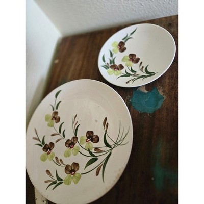 Blue Ridge Southern Potteries Hand Painted Sunny Spray Plates Set of 2 Vintage