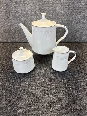 Vtg~Noritake~Casablanca~6843~Porcelain~Teapot, Creamer and Sugar Bowl