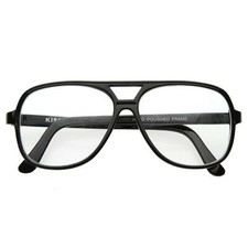 Retro 1980's Basic Square Aviator Clear Lens Glasses 8043