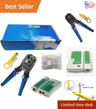 Professional Network Cable Tester and RJ45 Crimper Tool Kit with 100 Connectors