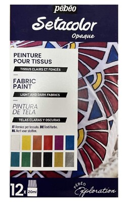Pebeo Setacolor Schimmer Textilfarbe Für Hell & Dunkel 12x20ml