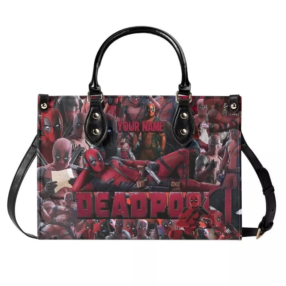 Personalized Deadpool Leather Handbag, Deadpool Lovers Women's Leather Bag Gift