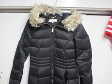 "ELIZA J" WOMENS HOODED PUFFER COAT SIZE (XS) EUC BLACK FULL ZIP & POCKETS WARM