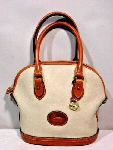 Vtg Dooney & Bourke Authentic White Pebbled Leather Satchel Bag Great Cond USA