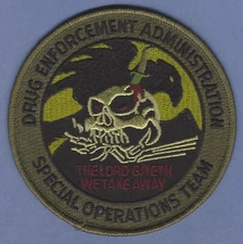 DEA DRUG ENFORCEMENT ADMINISTRATION SPECIAL OPERATIONS TEAM TACTICAL PATCH
