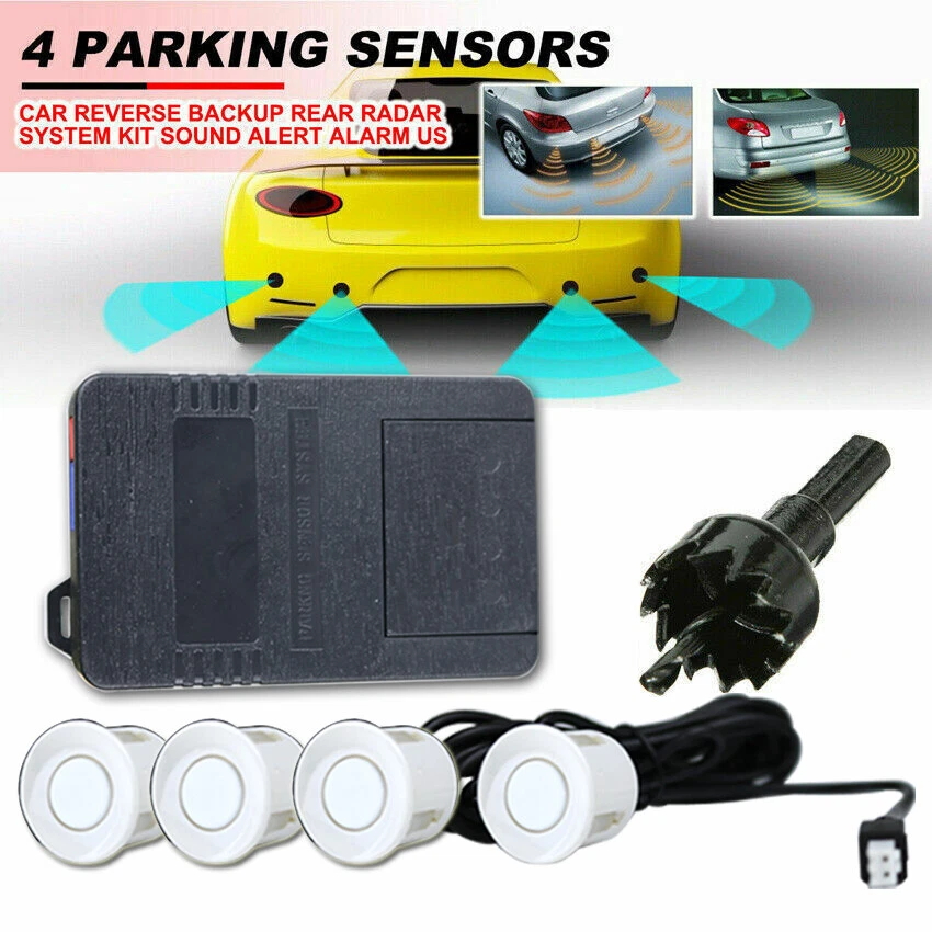 4.3" Mirror Monitor 4x Parking Radar Sensor 2 Backup Camera 360 Front Rear View - Image 3 of 4