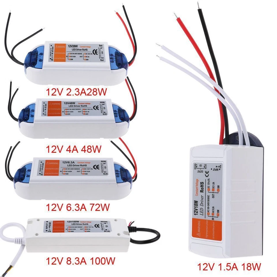 DC 12V LED Trafo Transformator Netzadapter Netzteil Treiber DE 18/28/48/72/100W - Bild 2 von 4