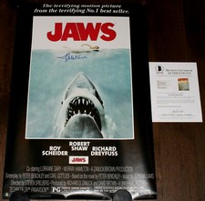 COMPOSER JOHN WILLIAMS SIGNED JAWS F/S 24x36 MOVIE POSTER BECKETT COA BAS
