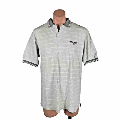 Polo Sport Ralph Lauren VTG 90s y2k Rugby Style Stripe Polo Button 