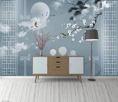 3D Flower Branch Moon G6116 Wallpaper Wall Murals Removable Self-adhesive Honey