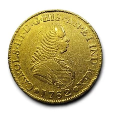 Colombia Popayan Rare 4 escudos 1762 Charles III of Bourbon size 13.40