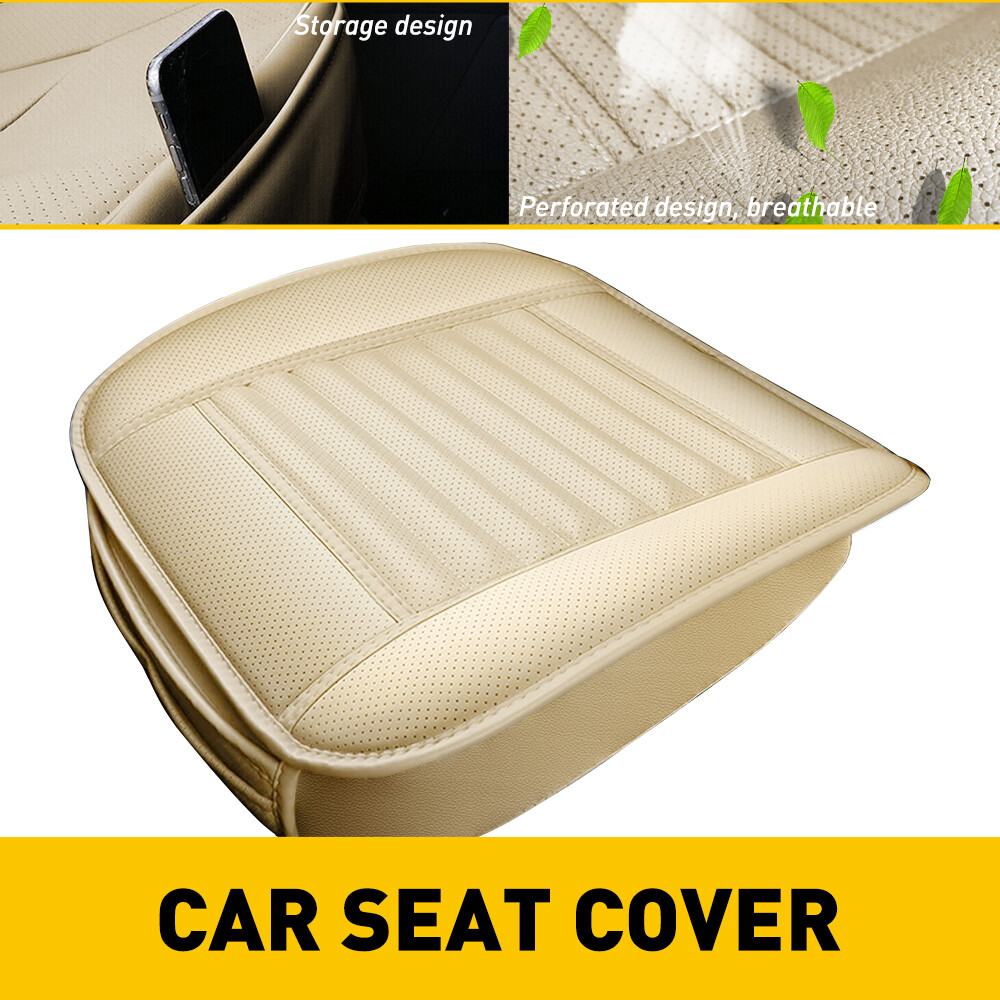 1X Beige Front Leather Car Seat Cover Full Surround For Auto Interior Universal
