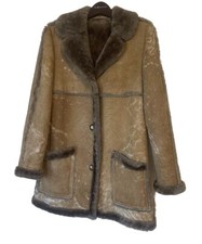 Sawyer of Napa Womens Lambskin Shearling Coat Jacket Sz 14 California USA