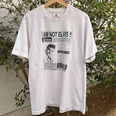 Vintage 90s Harvey Reid I Am Not Elvis Fruit of the Loom USA T-Shirt XL