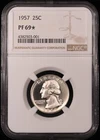 1957 Washington Quarter 25c Certified by NGC PF69 STAR