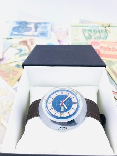 🐟 Rare Blue Wristwatch Poljot "Fish eye" 1980 Automatic USSR Wrist Watch 🐟 - Picture 7 of 12