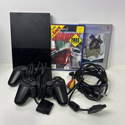 Sony PlayStation 2 PS2 Slim Console SCPH-90002 PAL Controllers + Cables + Games