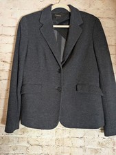 Talbots Tweed Blazer 10 In Charcoal Grey Two Button Heavyweight Office Career