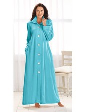 Size M Cozee Corner Light Aqua Ribbed Fleece Robe Duster Loungewear House Coat