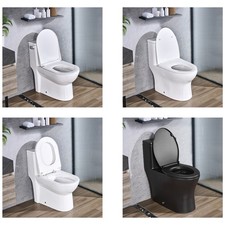 Uimoso One-Piece Toilet with Dual Flush System Rough-In Silver  White/Black