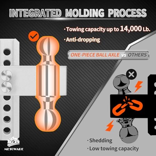 2-Inch Receiver Adjustable Trailer Hitch - Heavy Duty Tow Hook with 6-Inch Drop