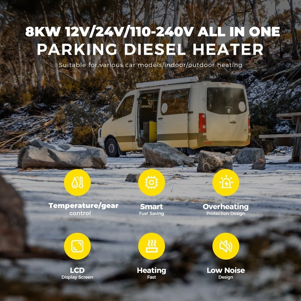 8KW 12V/24V/220V Diesel Luftheizung All in One W/Fernbedienung Autoheizung - Bild 4 von 4