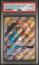 Pokemon Reshiram & Zekrom GX #222 Cosmic Eclipse Tag Team English PSA 10 on eBay