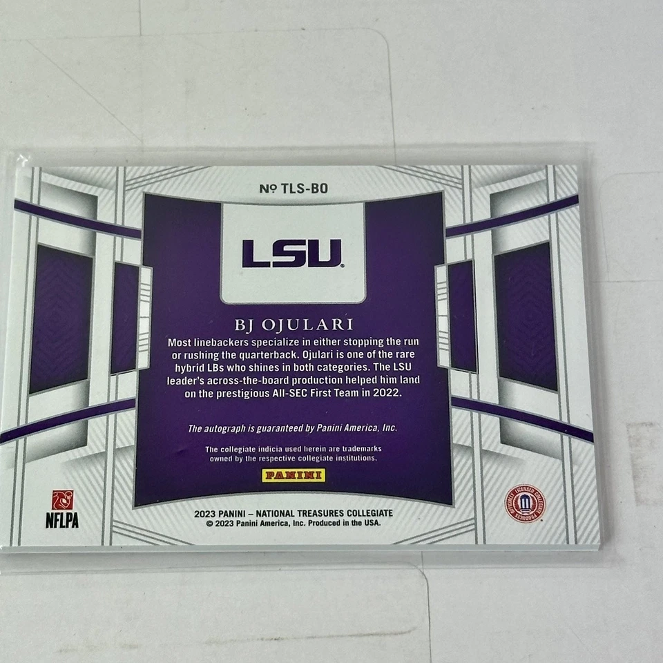 BJ Ojulari LSU 2023 National Treasures Collegiate Panini Auto RC /49 - Image 2 of 3