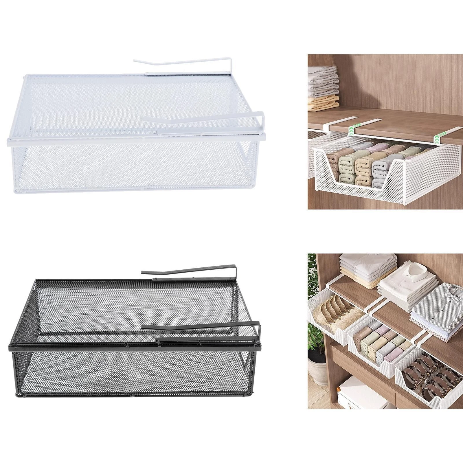 Hanging Pullout Drawer Sliding Under Shelf for Counter Kitchen Laundry Room
