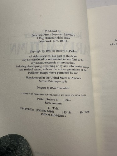 VTG 1981 Early Autumn A Spenser Novel HC DJ Book Robert B Parker Delcorte Press - 第 7/13 張圖片