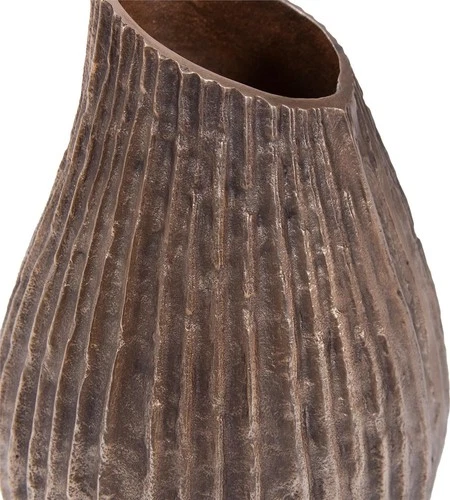 Organic Grooved Aluminum Vase in Antique Bronze - Picture 4 of 6