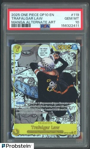 2025 One Piece OP10 EN Manga Alternate Art #119 Trafalgar Law PSA 10 GEM MINT
