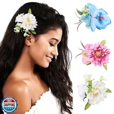 HAIMEIKANG Hawaiian Flower Hair Clips for Women - 3PCS Beach Tropical Hair Cl