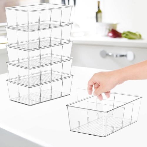 Pantry Organizer, 5 Pack Clear Organizer Bins with Removable 5PCS, - Picture 4 of 7