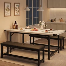 Extendable Dining Table Set for 4-6, Rectangle Large Extendable Kitchen Table...