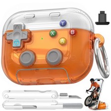 for AirPods Pro 3 Case Cover 2025 with Safety Lock-Clear Orange