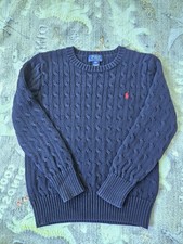 Polo Ralph Lauren kids Navy Blue Cable Knit Sweater 100 cotton Size M 10-12